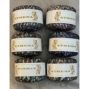 Athena Made In Italy Multicolored Metallic Ribbon Ladder Yarn Lot of 6 NEW Disc